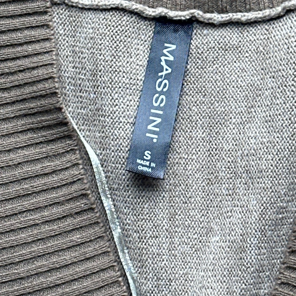 Massini Sweater Dress Brown Cream Colorblock V Neck Size S - Picture 2 of 7